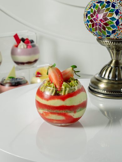 Pistachio with strawberry jar